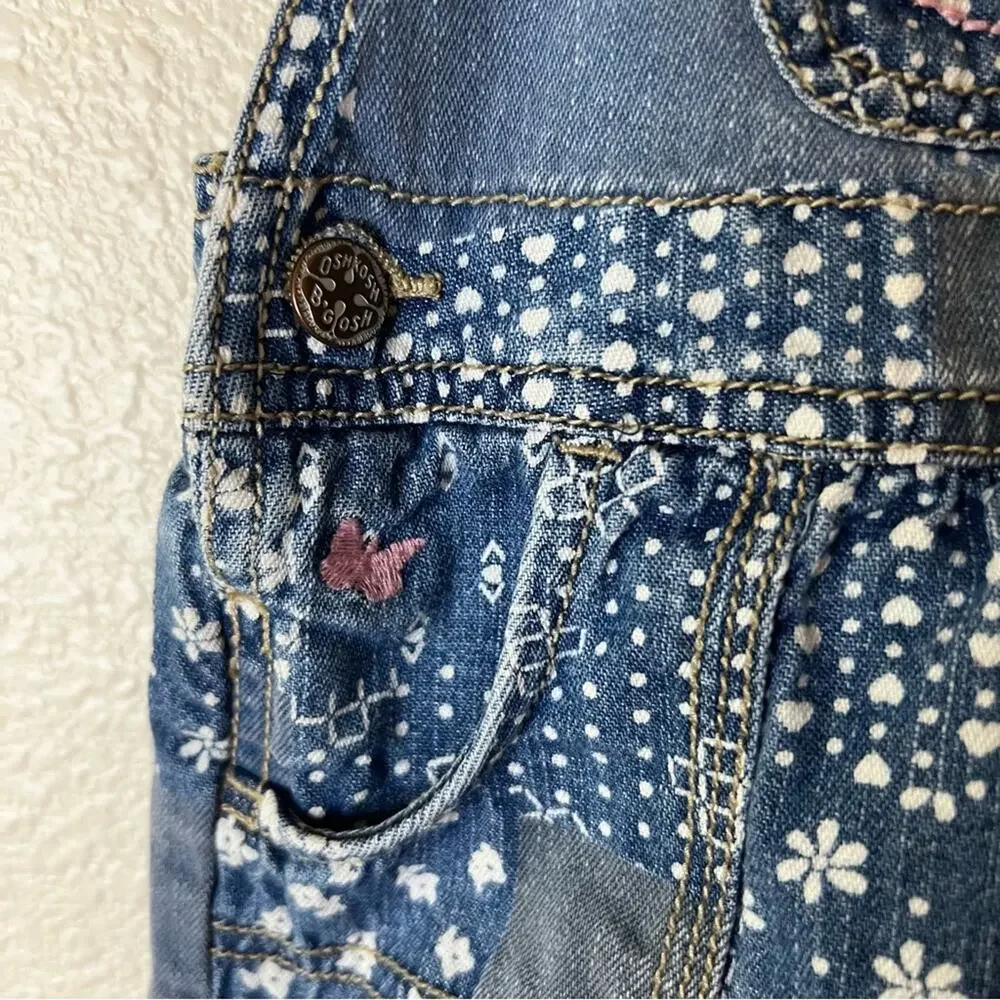Oshkosh b’gosh floral denim skirtalls overalls skirt 24m